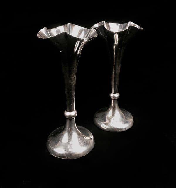 Victorian Solid Silver Horace Woodward & Co London Bud Vase Pair / Antique